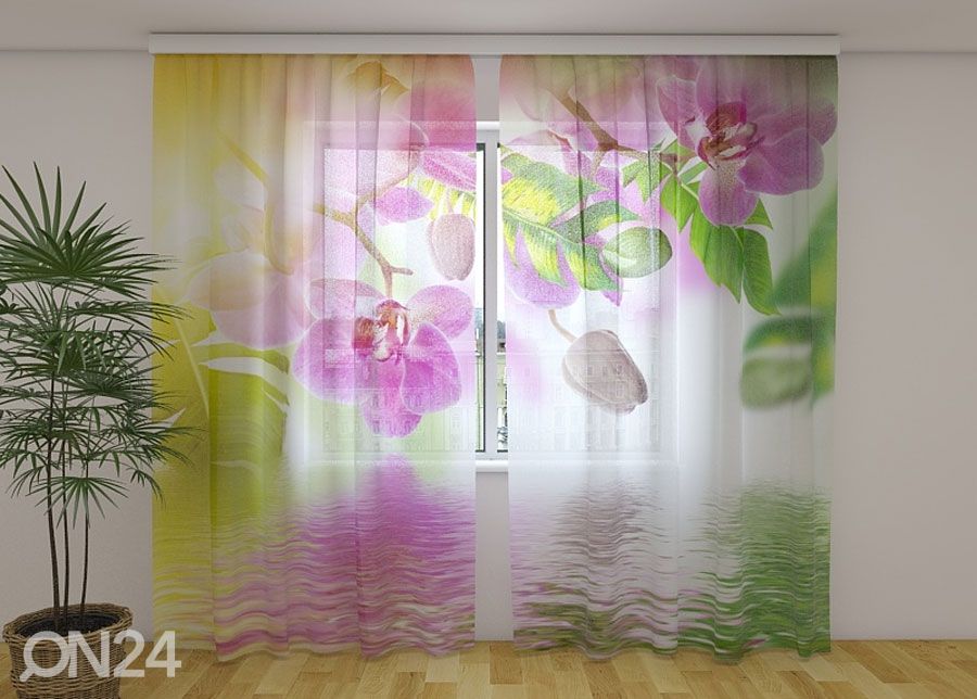 Sifonki-kuvaverho SUMMER ORCHIDS 240x220 cm kuvasuurennos
