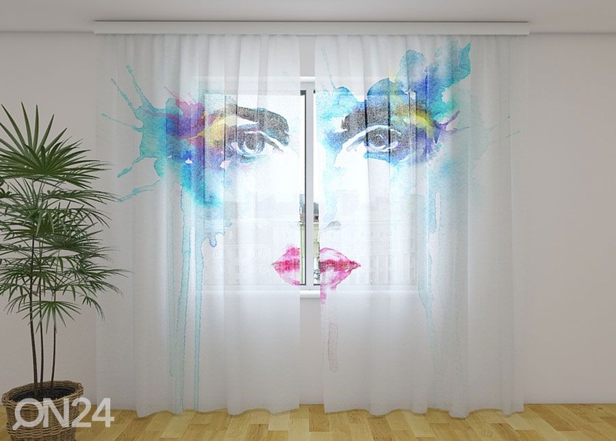 Sifonki-kuvaverho WATECOLOR EYES 240x220 cm kuvasuurennos