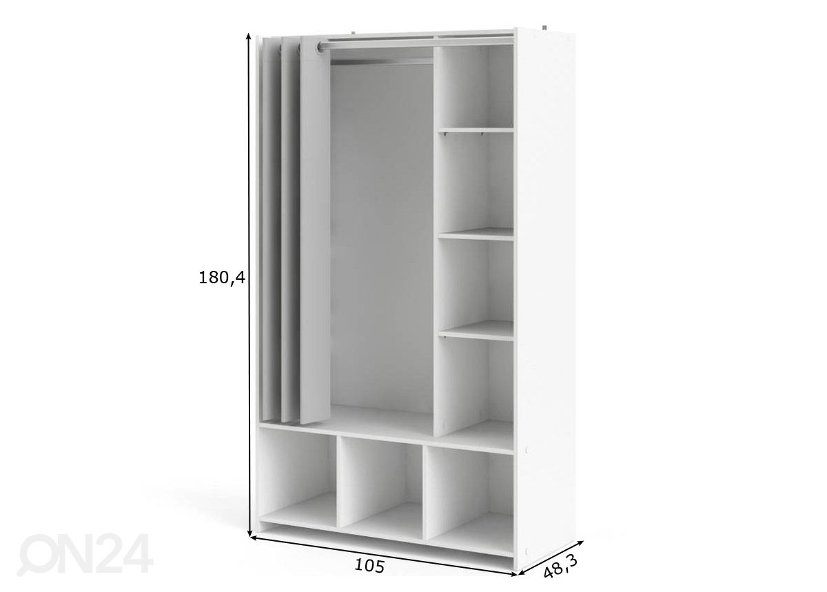 Siirrettävä vaatekaappi Kit 105 cm kuvasuurennos mitat