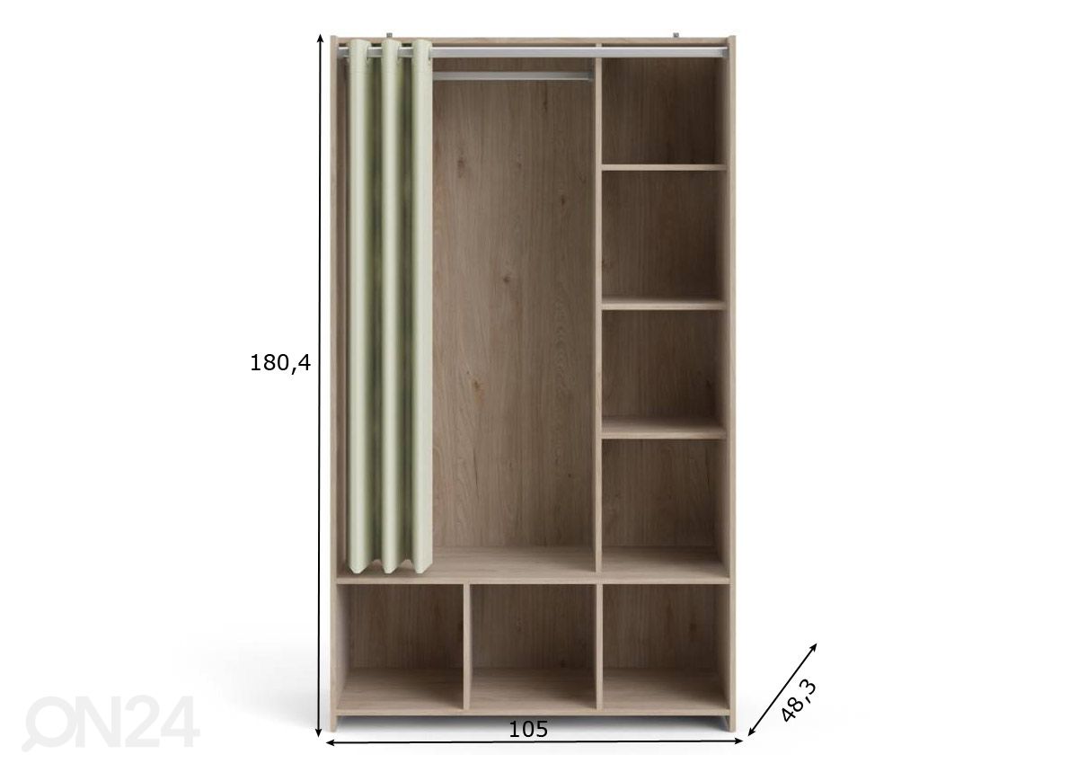 Siirrettävä vaatekaappi Kit 105 cm kuvasuurennos mitat