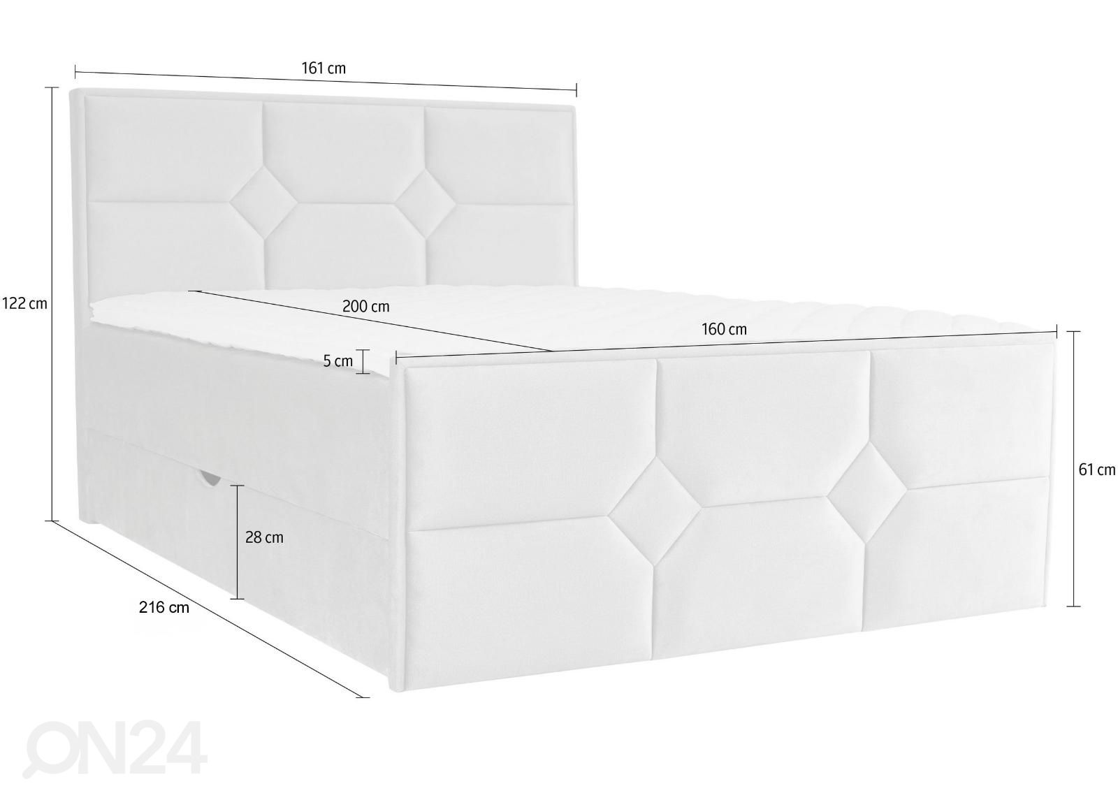 Sime Beds jenkkisänky vuodevaatelaatikolla Helena Mosaiik 140x200cm kuvasuurennos mitat