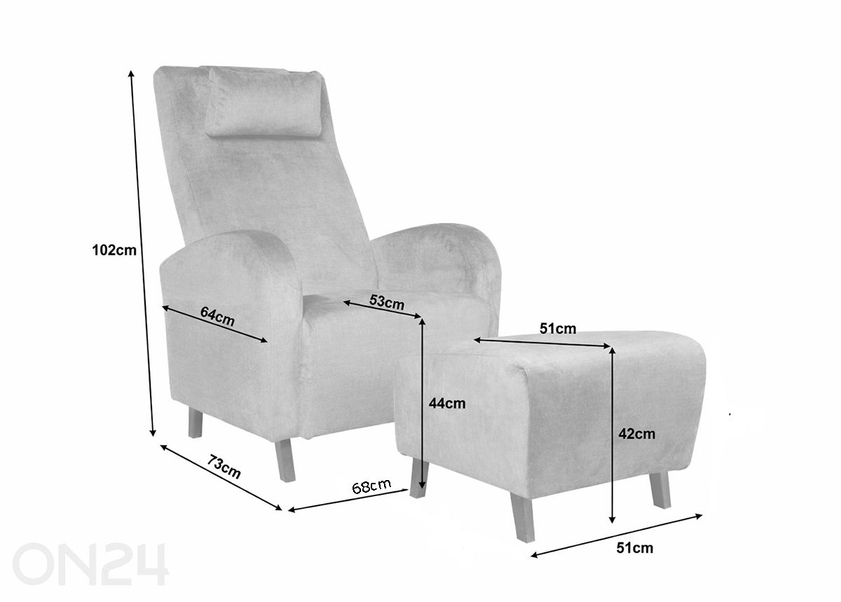 Sime Beds nojatuoli Emma + rahi kuvasuurennos mitat