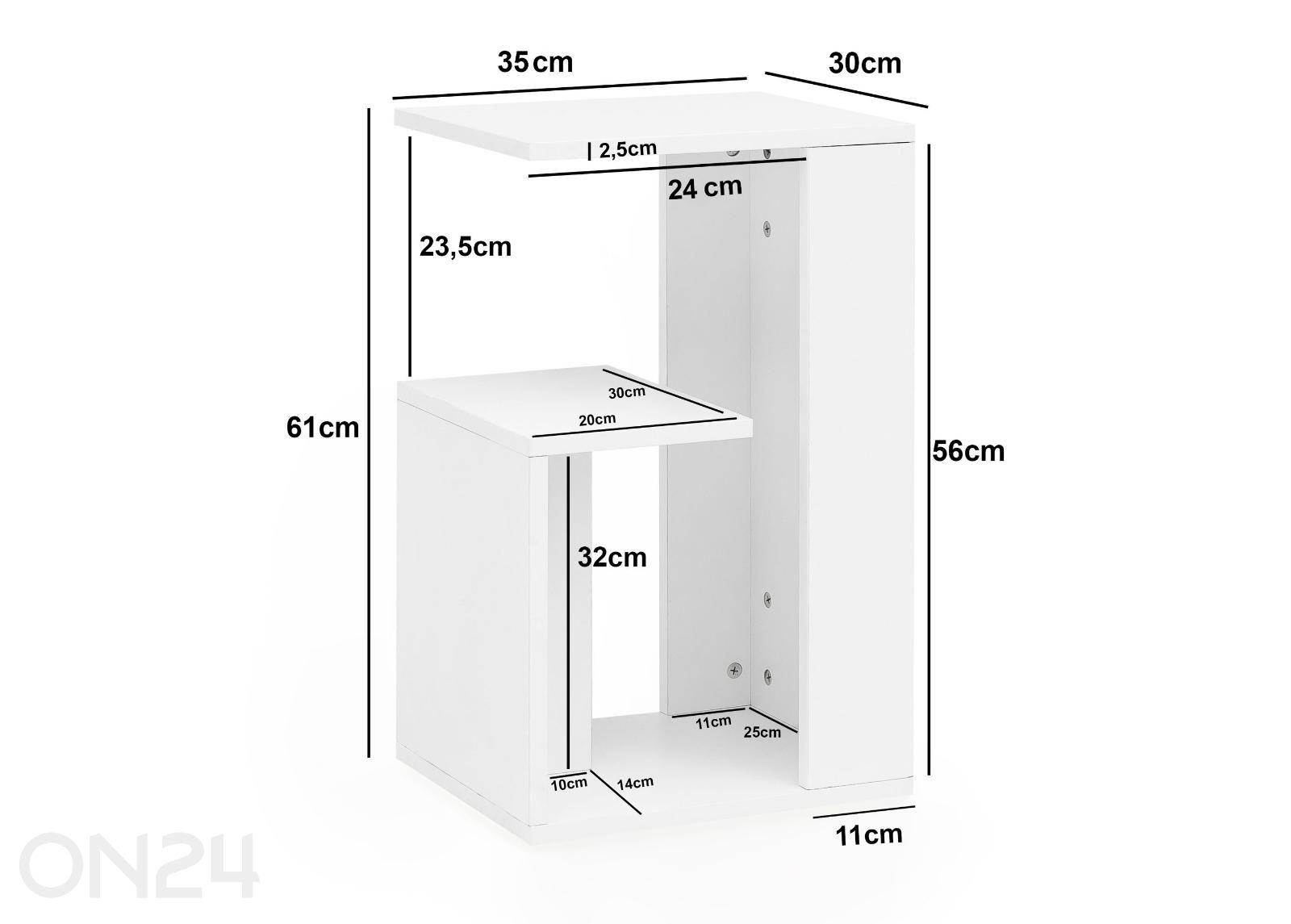 Sivupöytä 61cm kuvasuurennos mitat