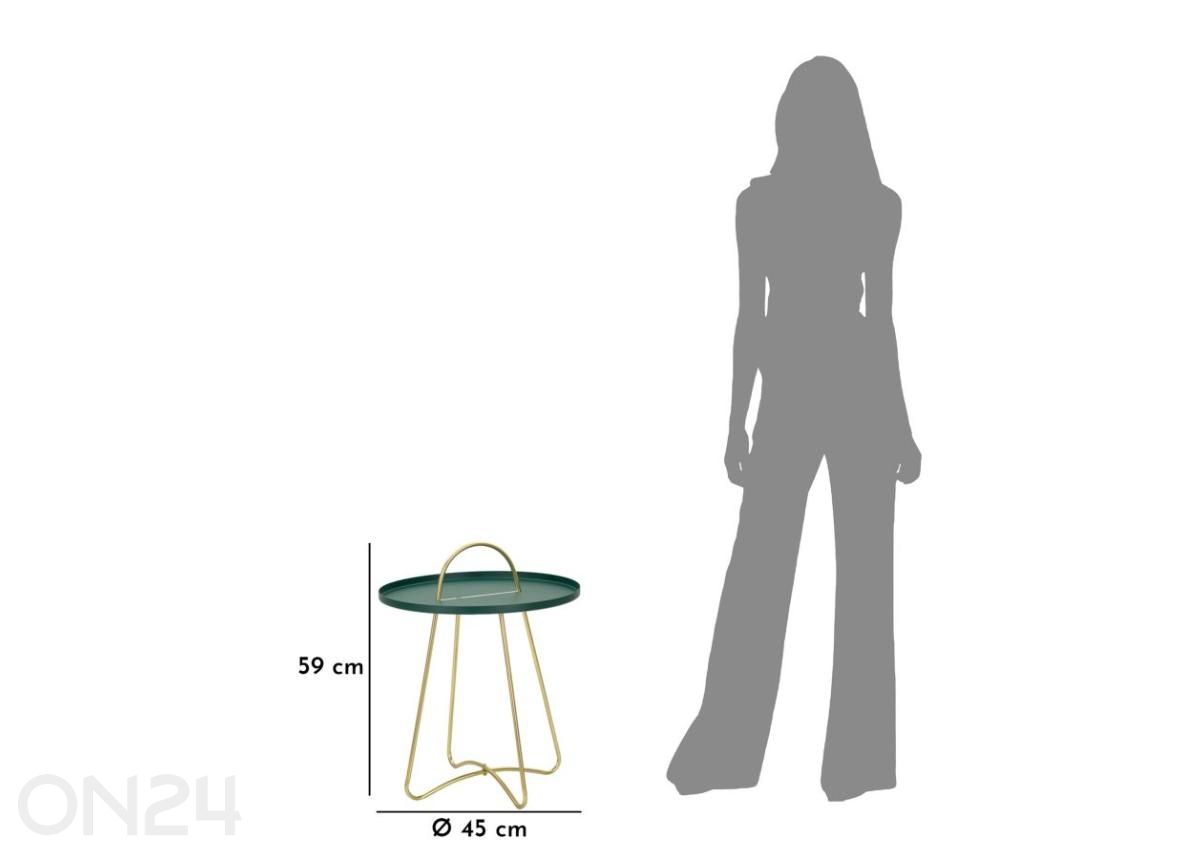 Sivupöytä Grent Ø 45 cm, vihreä/kullanvärinen kuvasuurennos mitat