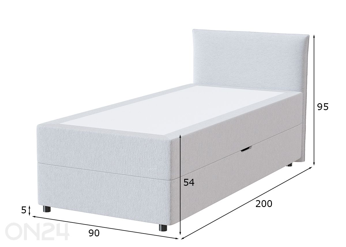 Sleepwell Blue Storag sänkysetti 90x200 cm kuvasuurennos mitat