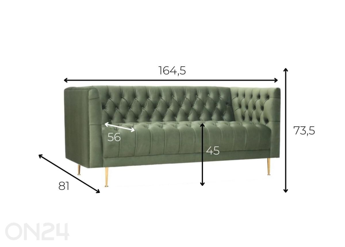 Sohva Betriss 164 cm kuvasuurennos mitat