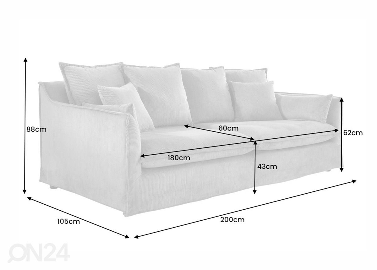 Sohva Heaven 200 cm kuvasuurennos mitat