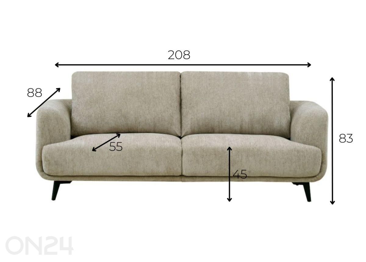 Sohva Lieke, beige kuvasuurennos mitat