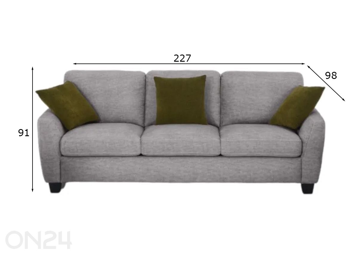 Sohva Lizette 3 kuvasuurennos mitat