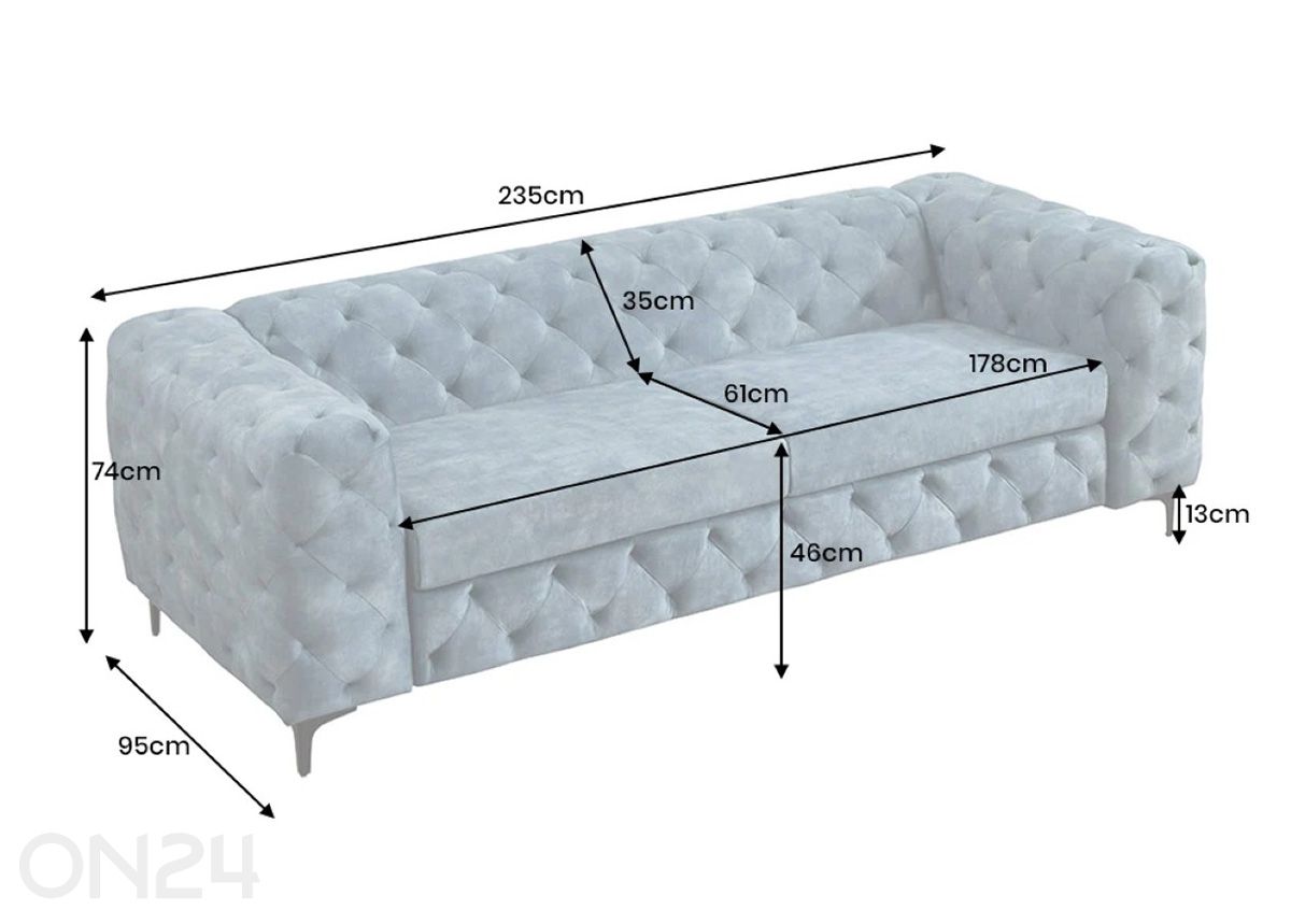 Sohva Modern Baroque kuvasuurennos mitat