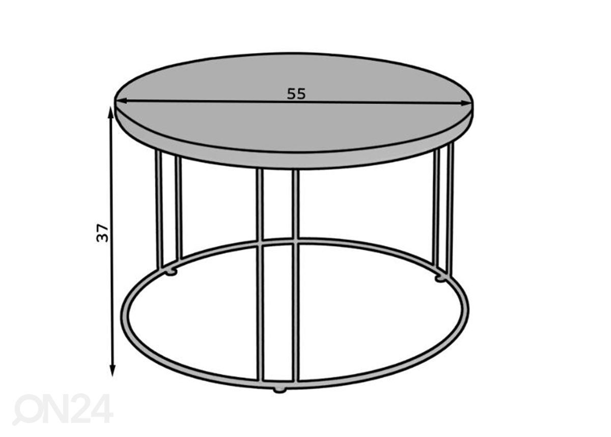 Sohvapöytä Ø 55 kuvasuurennos mitat