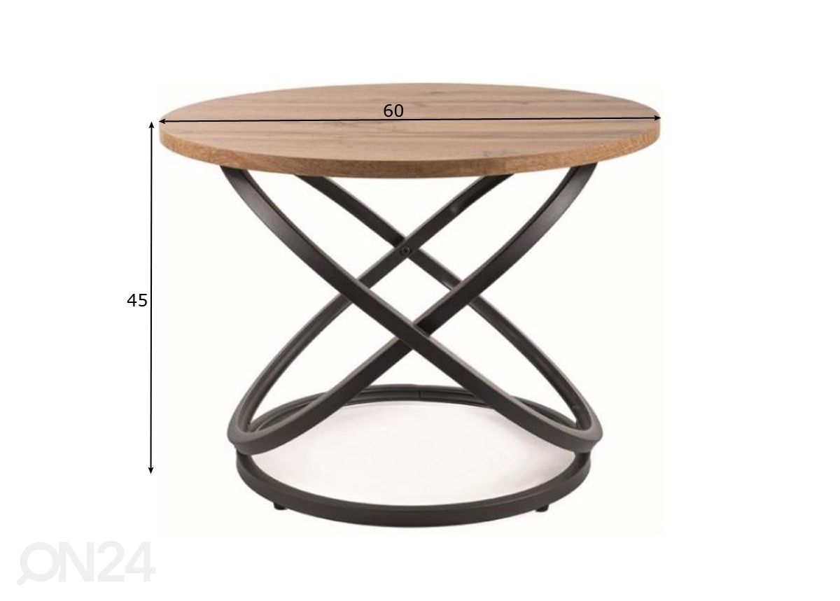 Sohvapöytä Ø 60 cm kuvasuurennos mitat