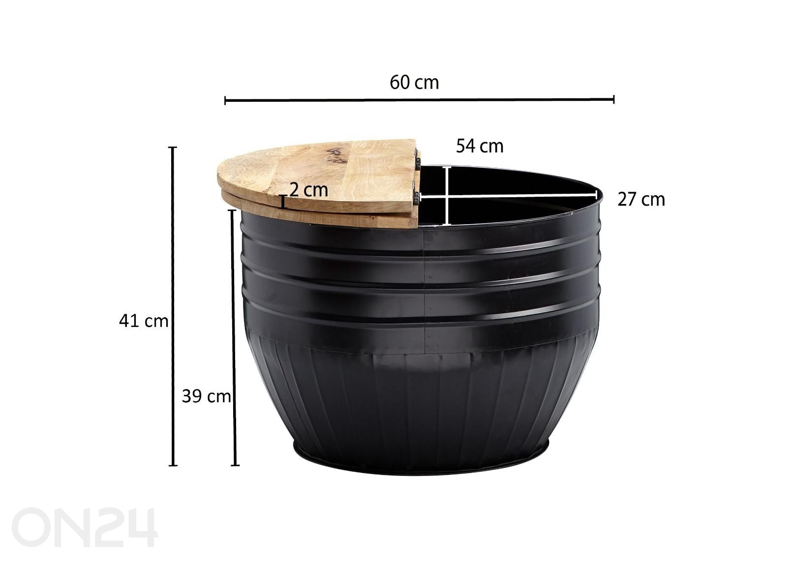 Sohvapöytä Ø 60 cm kuvasuurennos mitat
