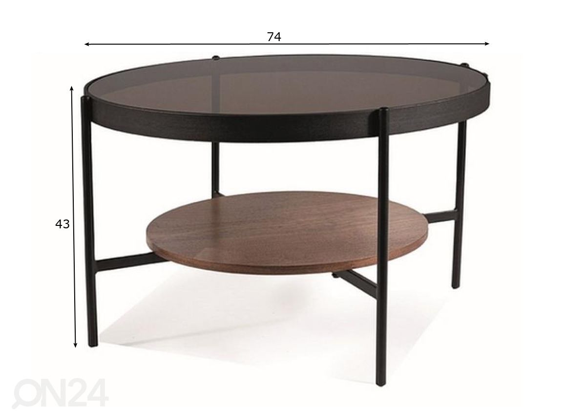 Sohvapöytä Ø 74 cm kuvasuurennos mitat