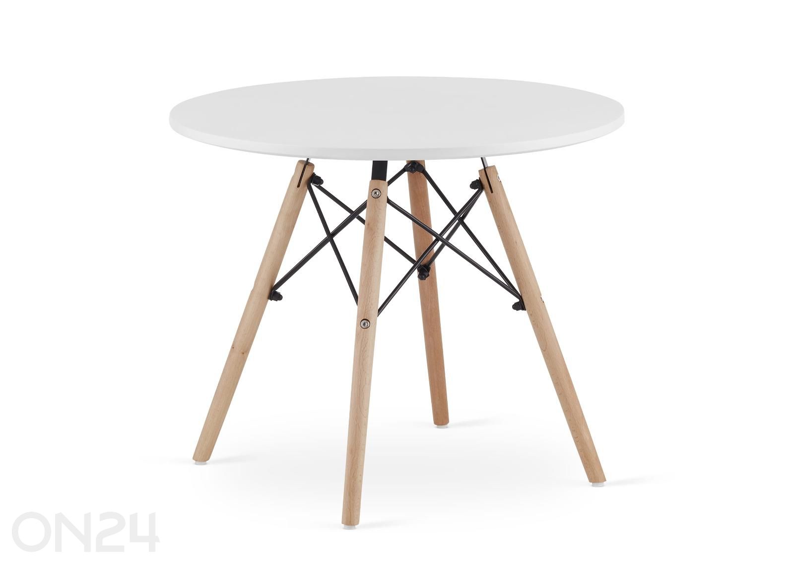 Sohvapöytä Ø60 cm, valkoinen/pyökki kuvasuurennos