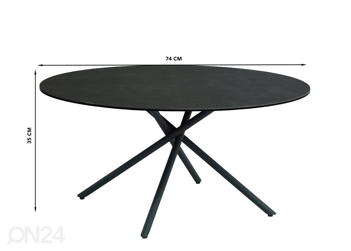Sohvapöytä Ø74 cm kuvasuurennos mitat