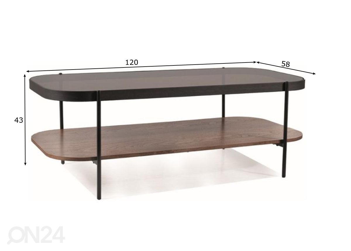Sohvapöytä 120x58 cm kuvasuurennos mitat
