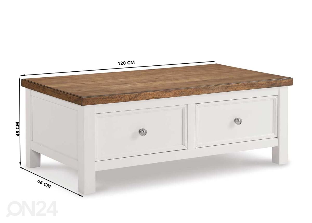 Sohvapöytä 120x66 cm kuvasuurennos mitat