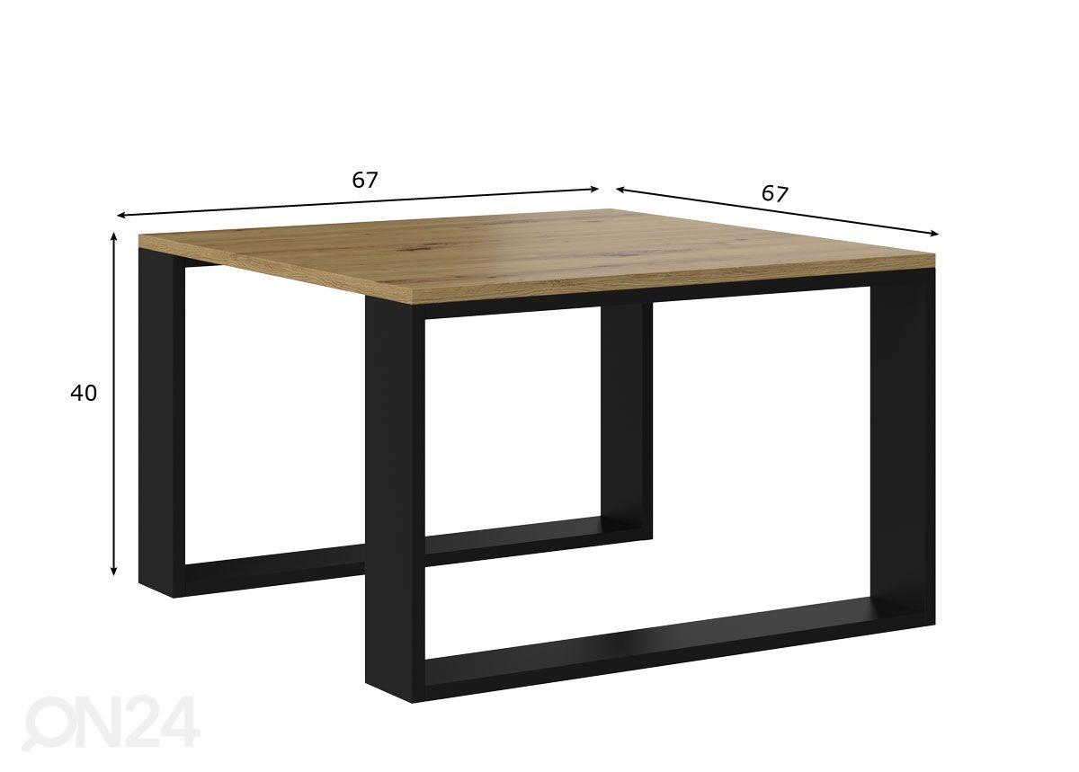 Sohvapöytä 67x67 cm kuvasuurennos mitat