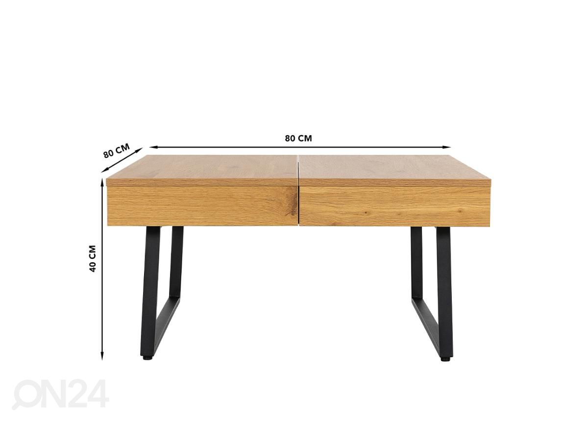 Sohvapöytä 80x80/138 cm kuvasuurennos mitat
