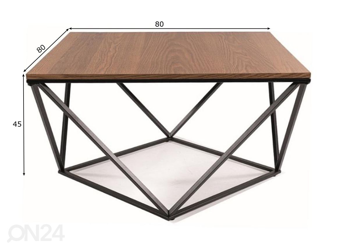 Sohvapöytä 80x80 cm kuvasuurennos mitat