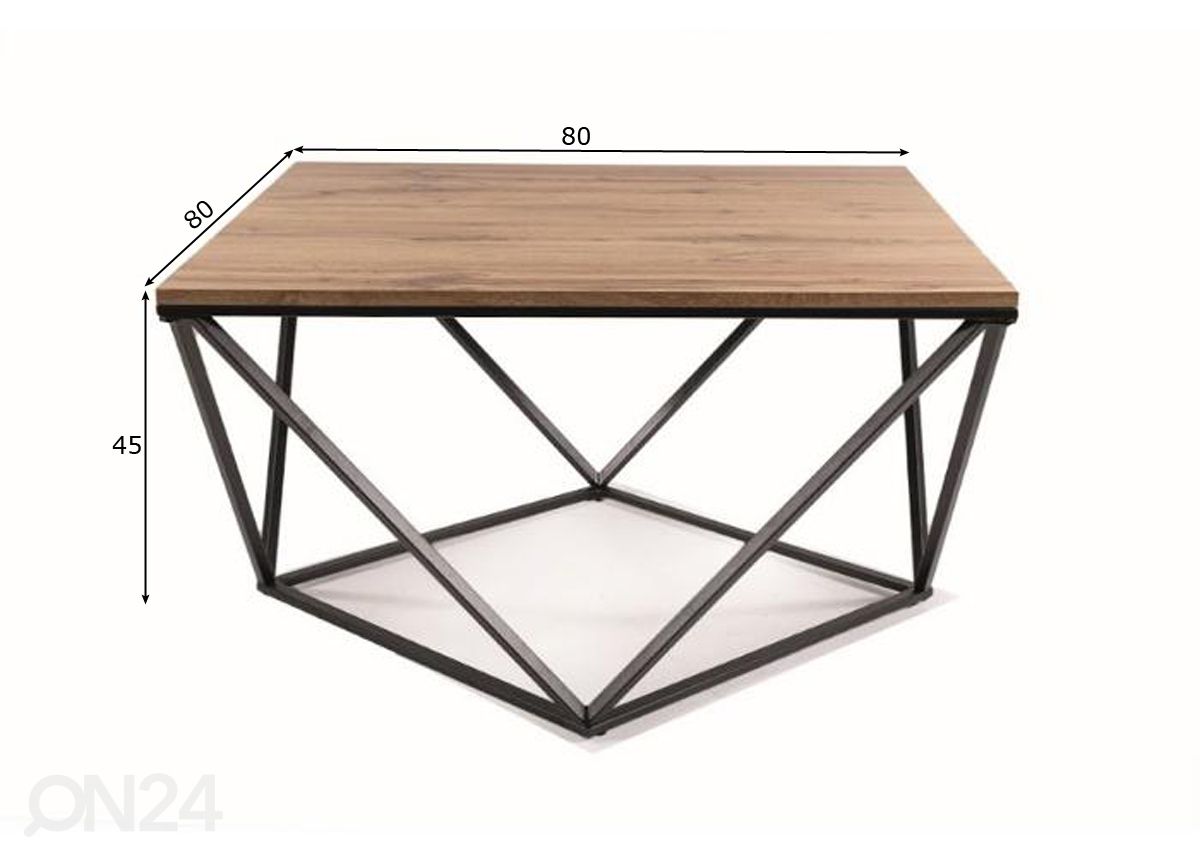 Sohvapöytä 80x80 cm kuvasuurennos mitat