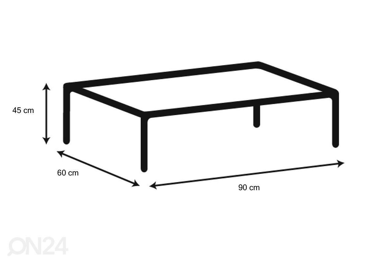 Sohvapöytä Alex 90x60 cm kuvasuurennos mitat