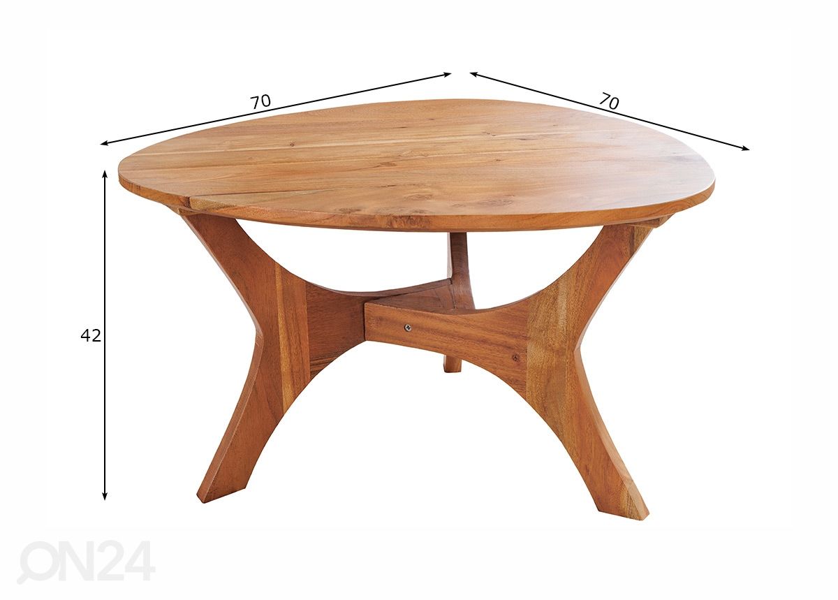 Sohvapöytä Archi 70x70 cm kuvasuurennos mitat