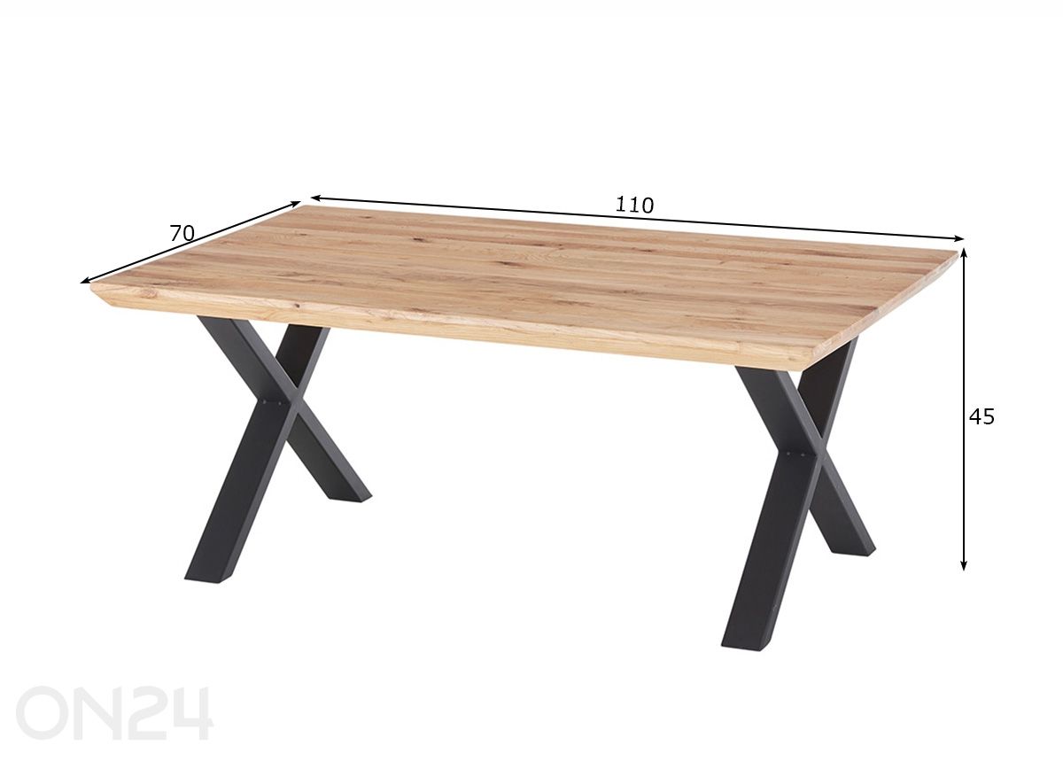 Sohvapöytä Asola 110 cm kuvasuurennos mitat