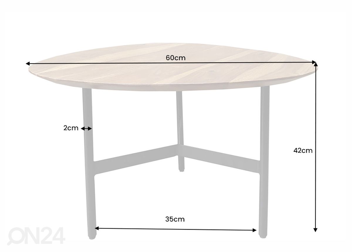 Sohvapöytä Beauty 60 cm kuvasuurennos mitat