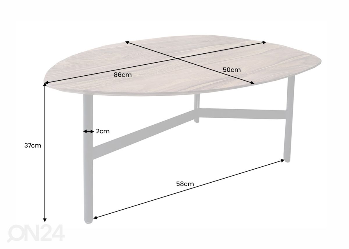 Sohvapöytä Beauty 85 cm kuvasuurennos mitat
