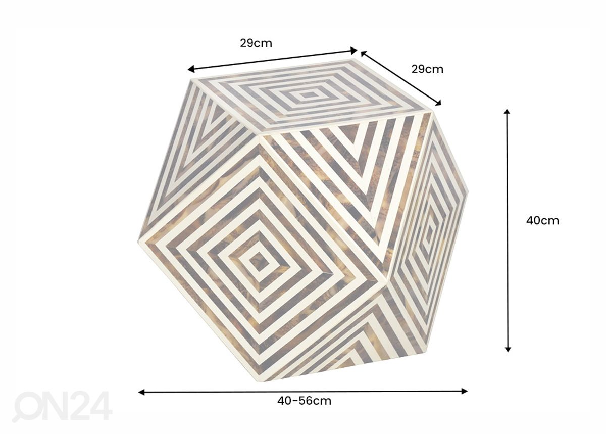 Sohvapöytä Bone Ø 60 cm kuvasuurennos mitat