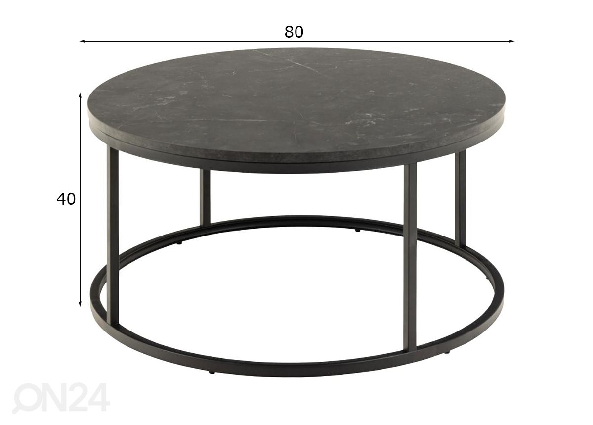 Sohvapöytä Burn Ø80 cm kuvasuurennos mitat