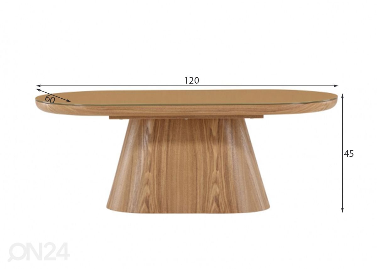 Sohvapöytä Castor 60x120 cm kuvasuurennos mitat
