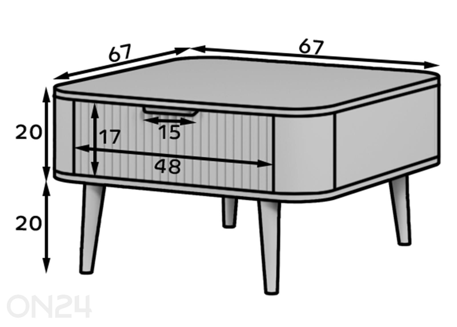 Sohvapöytä Chavelle kuvasuurennos mitat