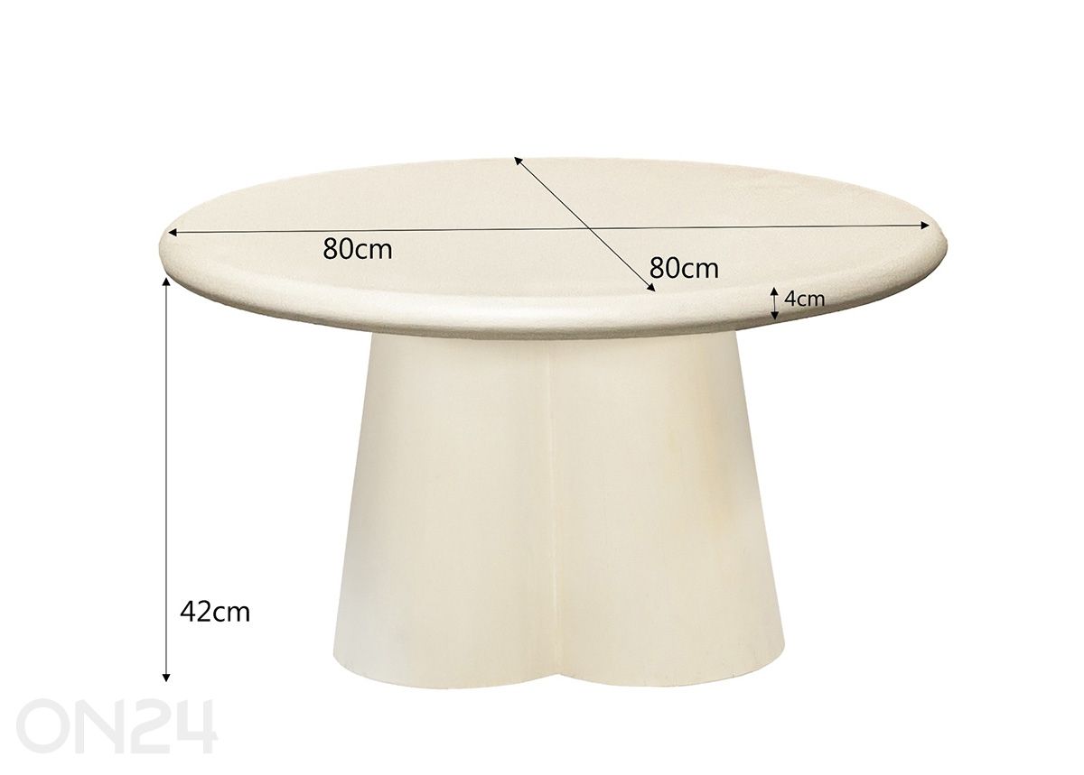 Sohvapöytä Clubs 80 cm kuvasuurennos mitat