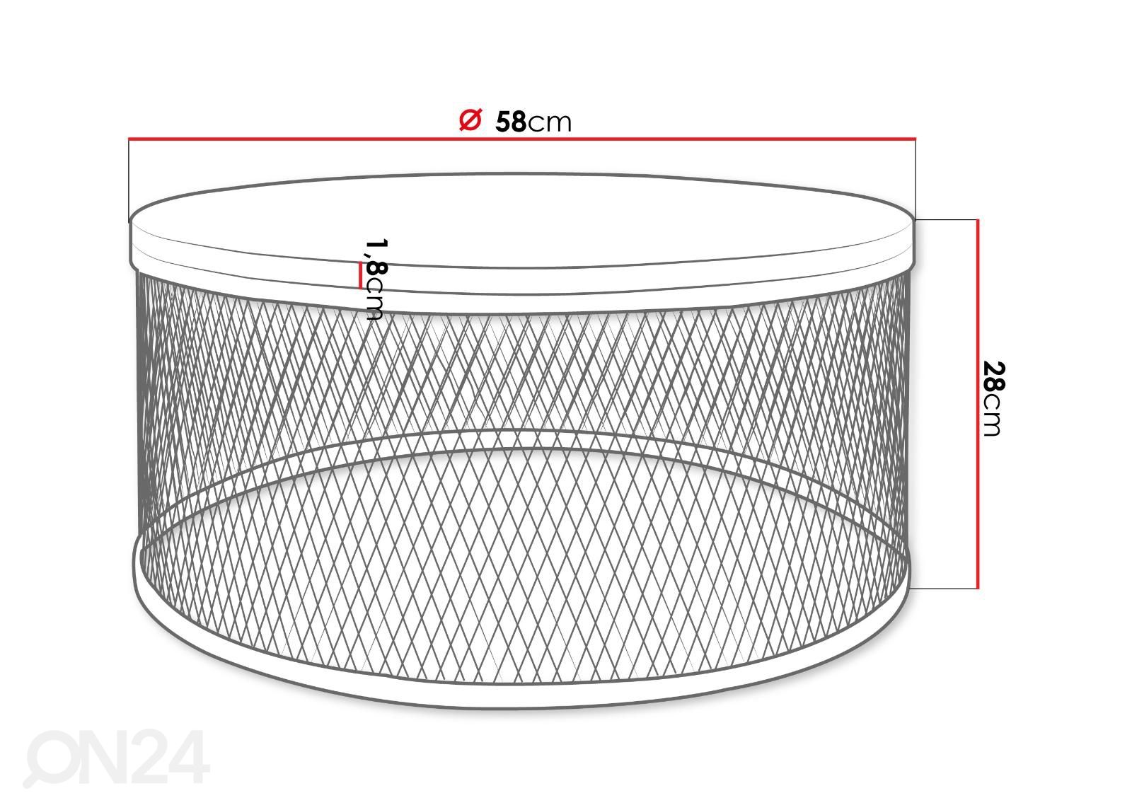 Sohvapöytä Cora Ø 58 cm kuvasuurennos mitat