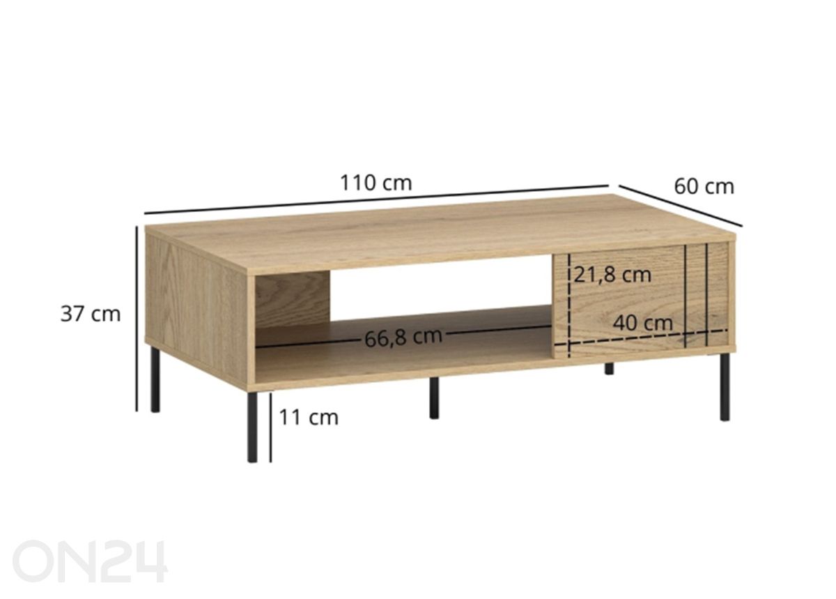 Sohvapöytä Cross Line kuvasuurennos mitat