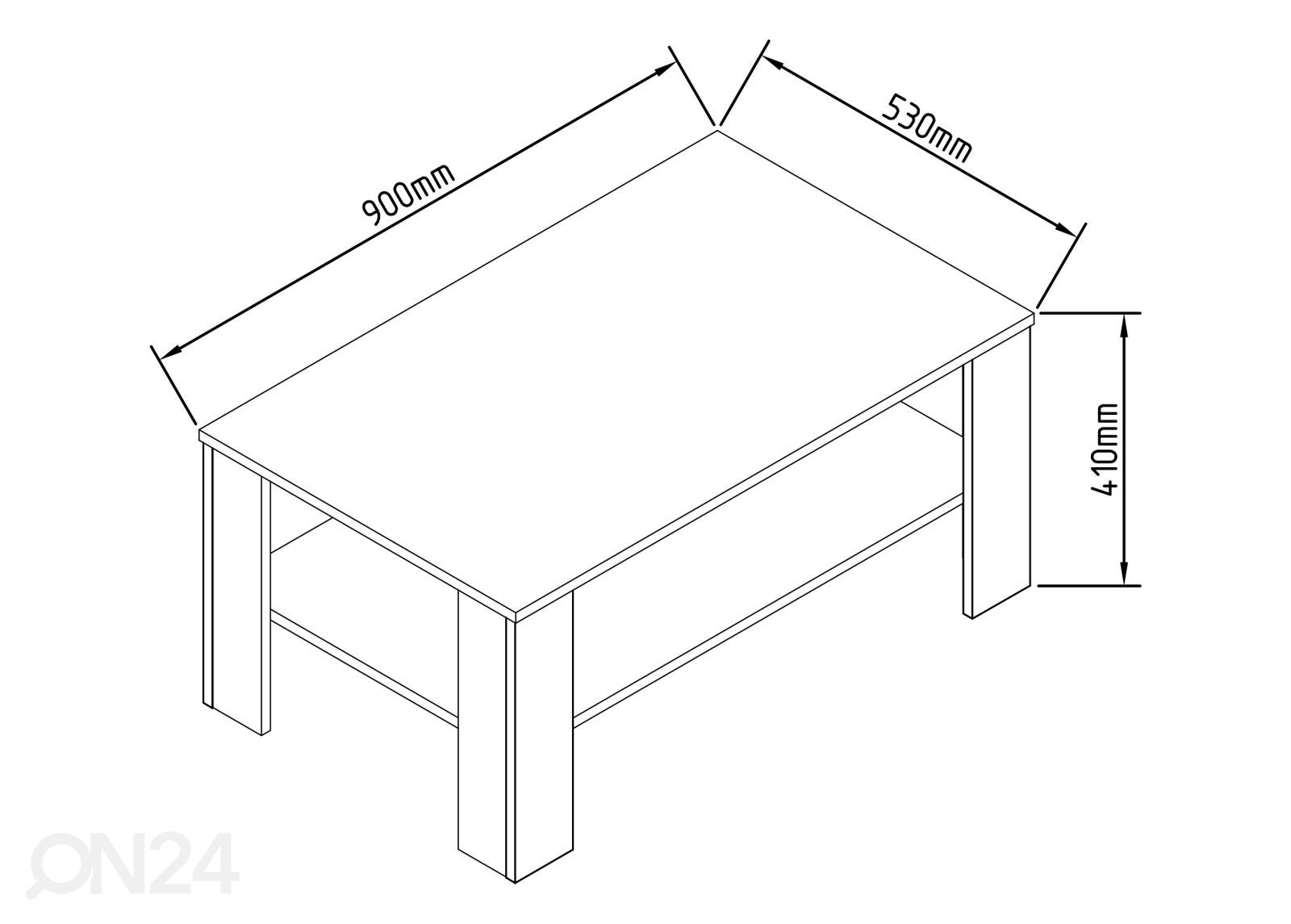 Sohvapöytä Dalus 90x53 cm kuvasuurennos mitat