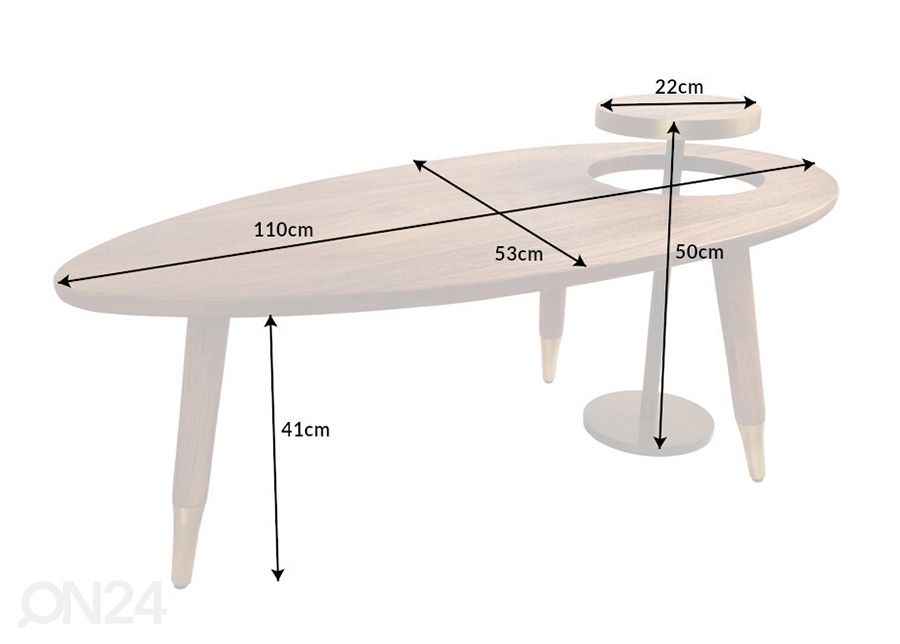 Sohvapöytä Gatsby 53x110 cm kuvasuurennos mitat