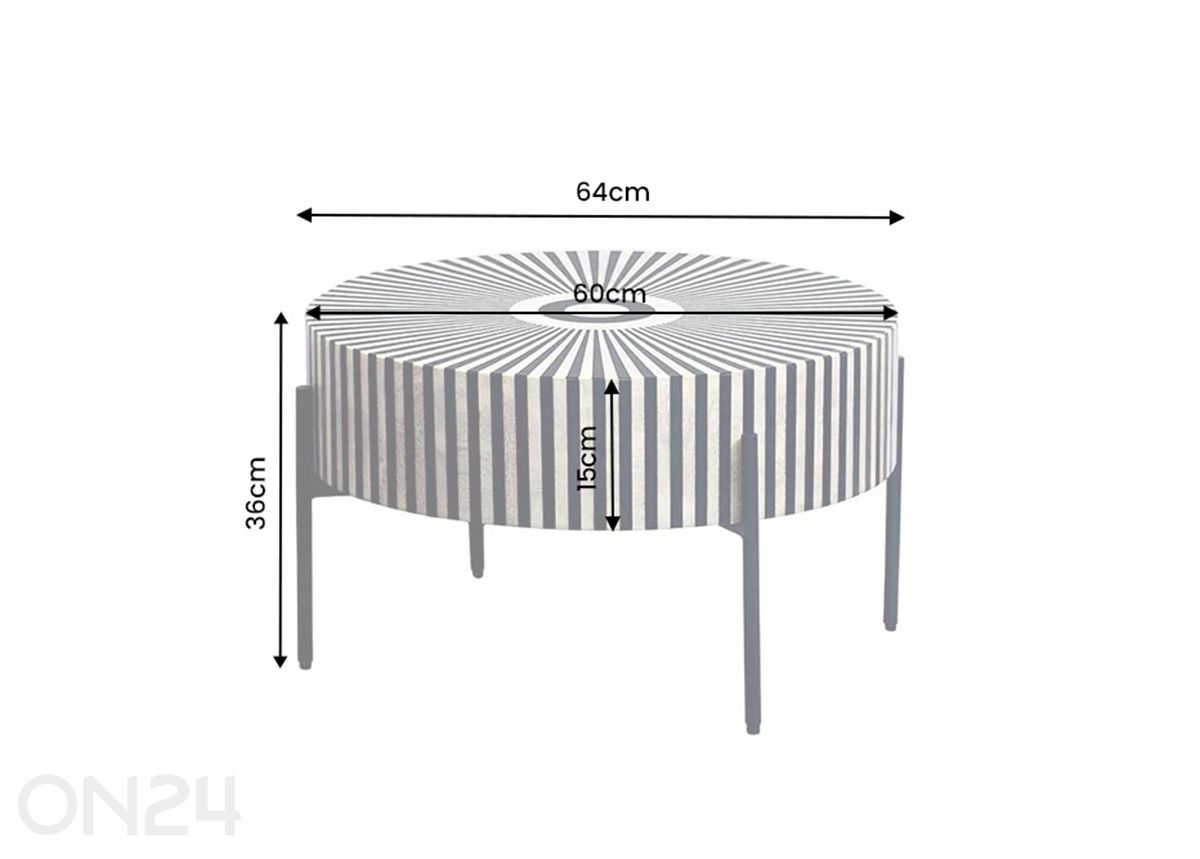 Sohvapöytä Harmony Ø 64 cm kuvasuurennos mitat