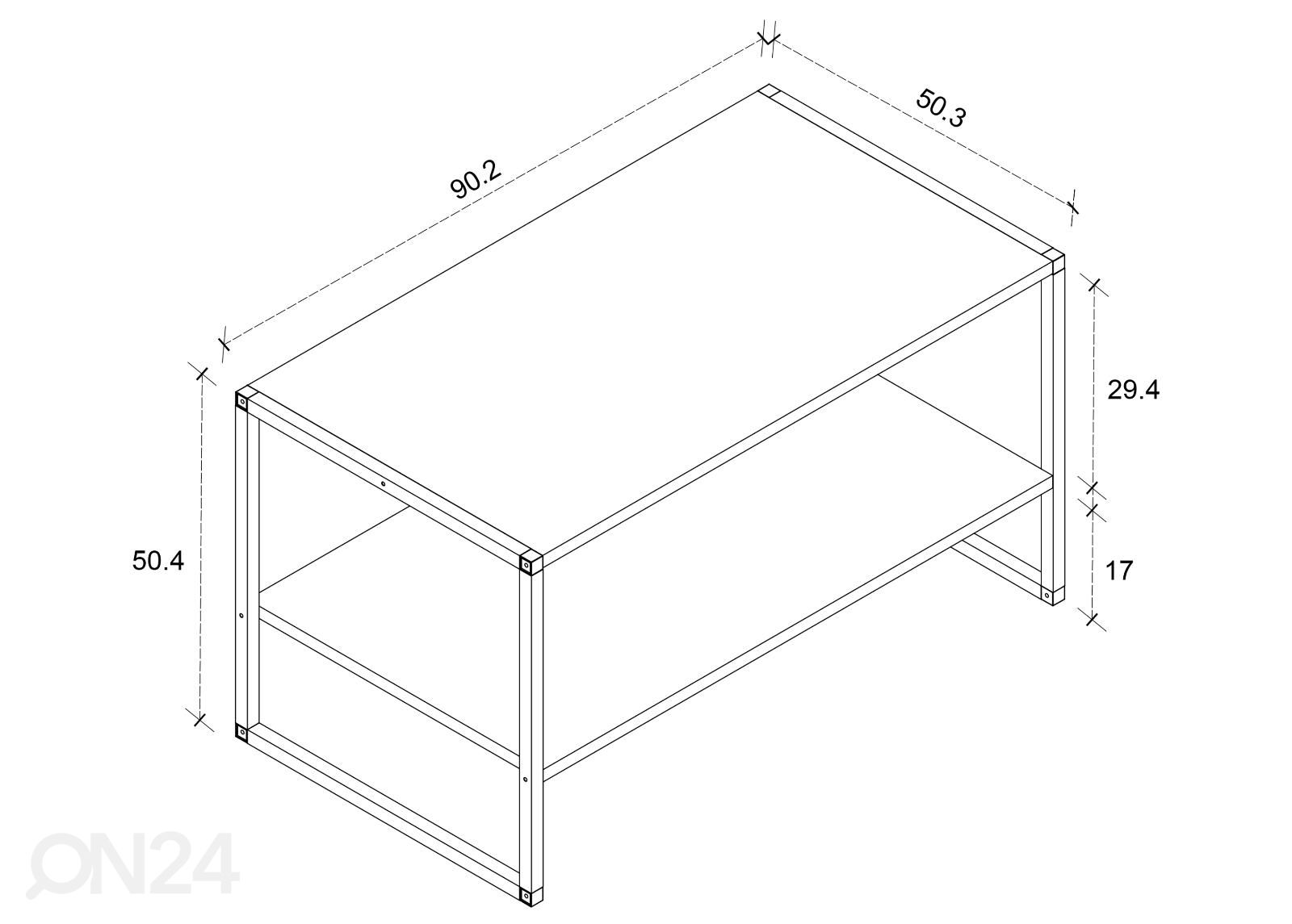 Sohvapöytä Insasi L 90x50 cm kuvasuurennos mitat