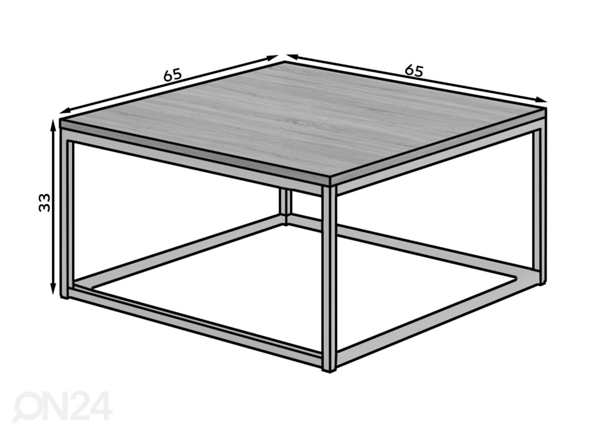 Sohvapöytä Lime 65x65 cm kuvasuurennos mitat