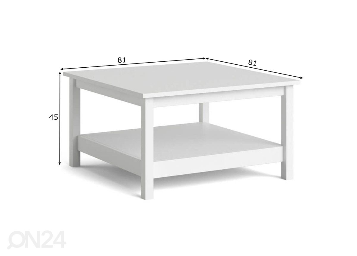 Sohvapöytä Madrid 81x81 cm kuvasuurennos mitat