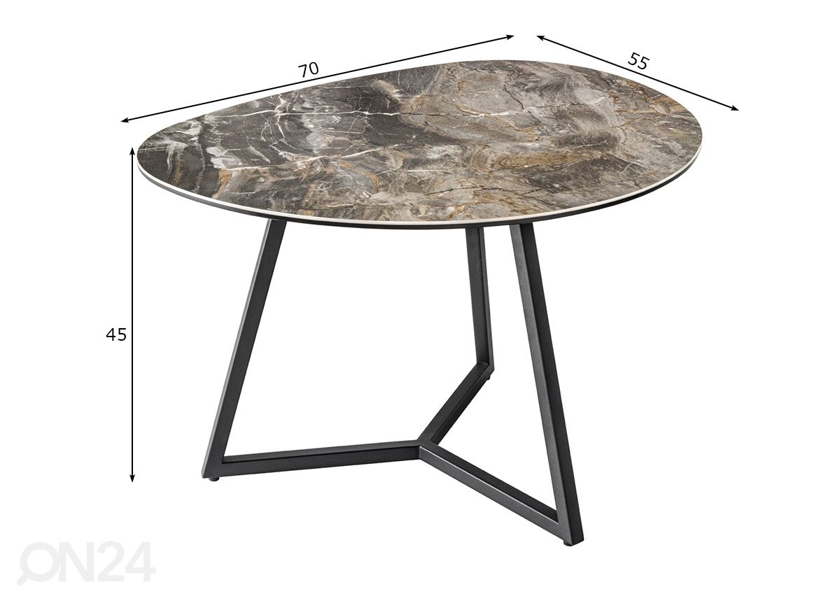Sohvapöytä Marvelous 70x55 cm kuvasuurennos mitat