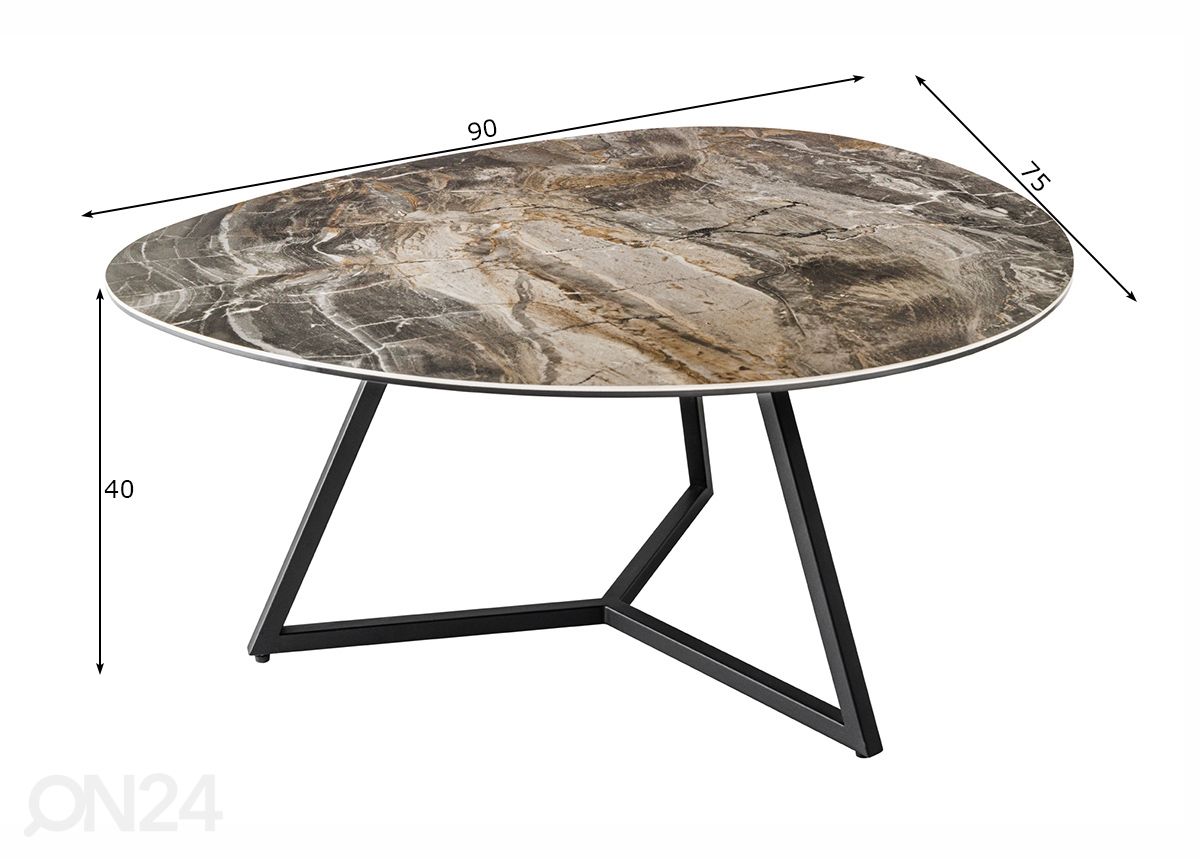 Sohvapöytä Marvelous 75x40 cm kuvasuurennos mitat