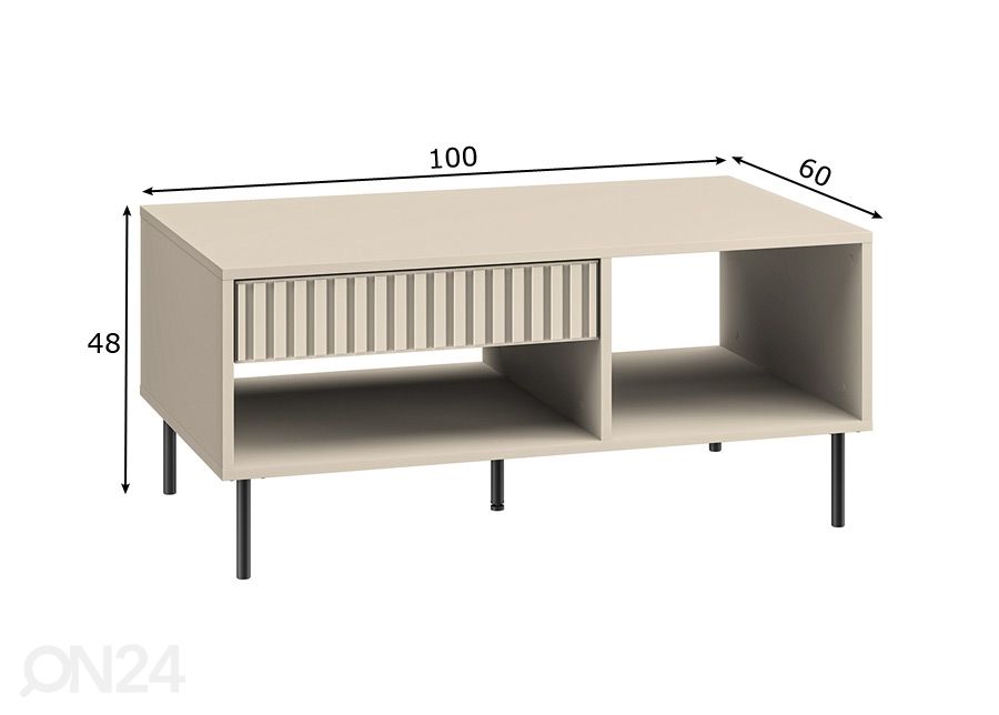 Sohvapöytä Melanie 60x100 cm kuvasuurennos mitat