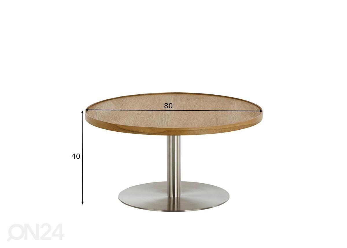 Sohvapöytä Monteverde tammi Ø80 cm kuvasuurennos mitat