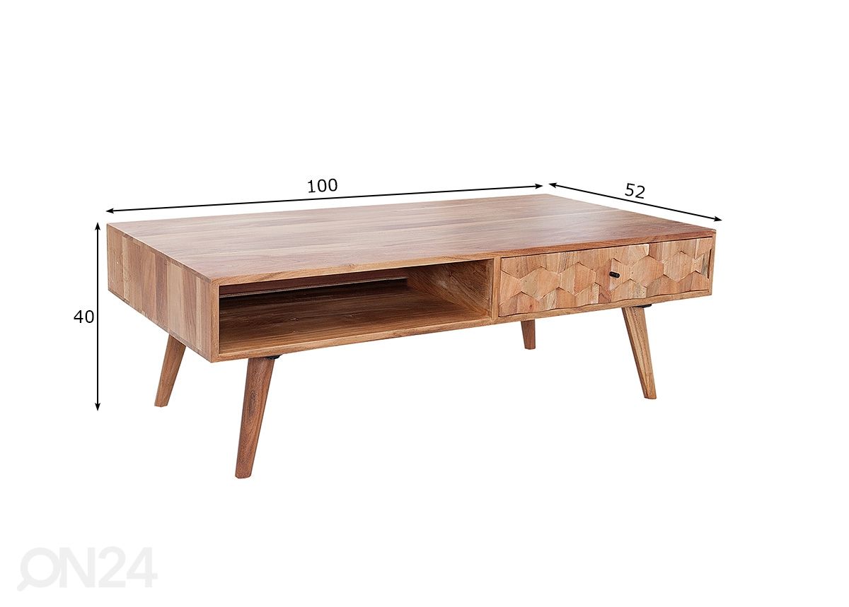 Sohvapöytä Mystic Living 100x52 cm kuvasuurennos mitat