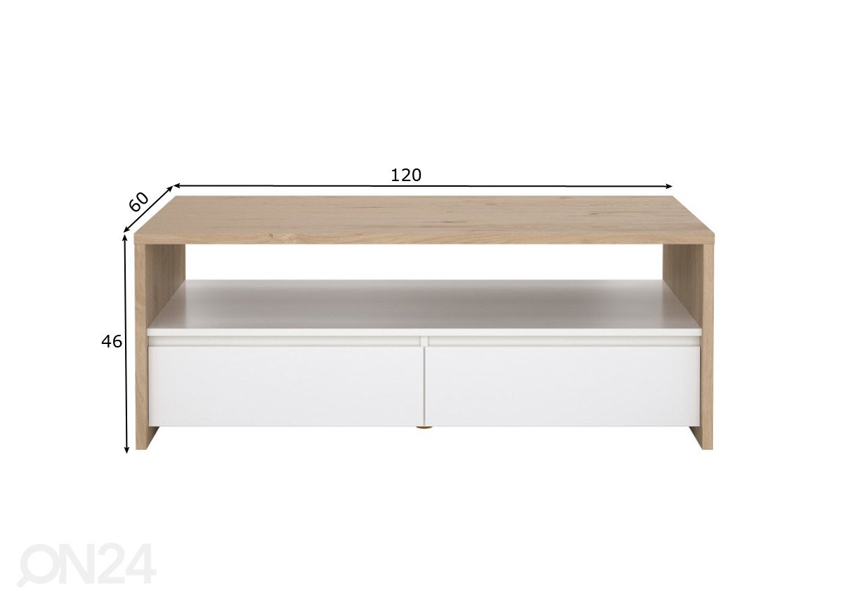Sohvapöytä Next 120x60 cm kuvasuurennos mitat